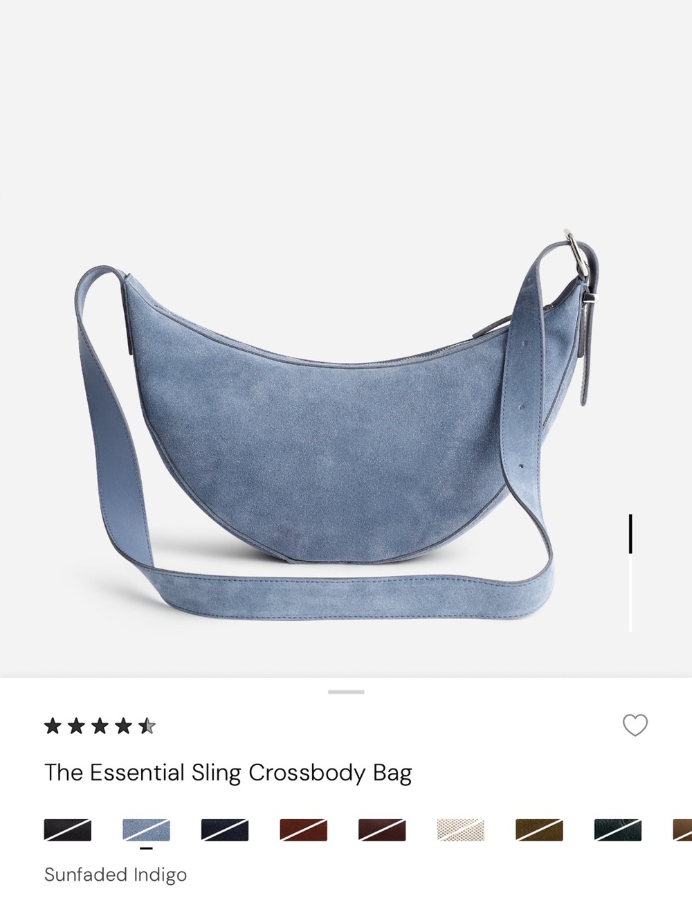 Light Blue Suede Crescent Shoulder Bag